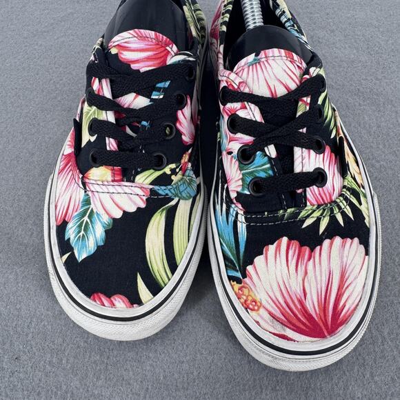 Vans Shoes Mens Size 5.5 Black Floral Hawaiian Canvas Skate Low Top Womens 7 - Picture 6 of 9